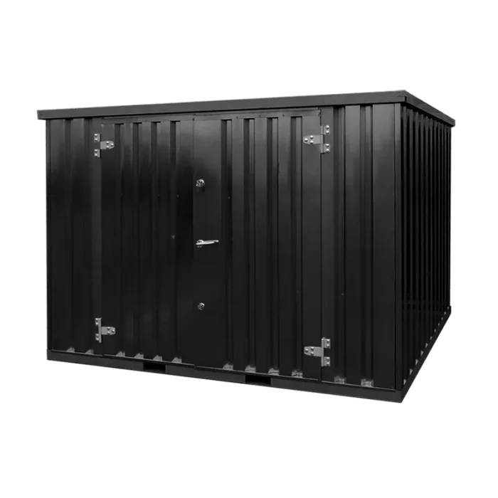 Contentor Armazem 3x2m Preto Porta Dupla Lado Comprido