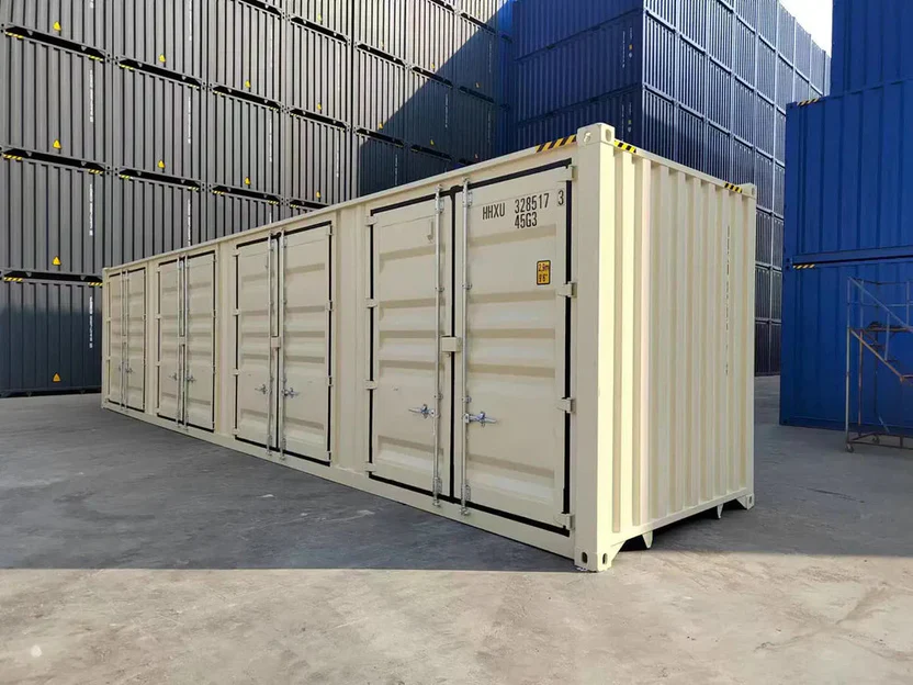 Contentor marítimo novo de 40 pés na cor bege com abertura lateral. - Image 3